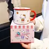 Taza de cerámica de dibujos animados Sanrio para uso doméstico, taza de leche linda y creativa para niños, taza abierta para estudiantes