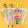 Guarda-chuva Transparente Infantil Jardim de Infância Guarda-chuva Curvo de Princesa Aluno do Ensino Fundamental Guarda-chuva Gaiola de Pássaro Abertura Manual Segura Guarda-chuva Longo Transparente