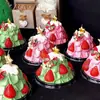 Caja Navideña para Pastel de 4 Pulgadas Caja para Postre Empaque Navideño de Árbol de Navidad Redonda Elevada Decoración de Regalo Adorno Horneado