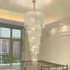 Candelabro de cristal para casas dúplex, luz principal de sala de estar para villas nuevas, candelabro de alta gama y elegante para hueco de escalera de loft, sin hierro