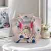 Nova bolsa de tricô estilo japonês e coreano, bolsa tote portátil para trabalho e viagem, bolsa tote de grande capacidade para o dia a dia, bolsa pequena quadrada de ombro