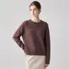 Suéter 100% caxemira pura para mulheres, gola redonda, suéter de tricô floral grosso, camisa base de caxemira casual solta