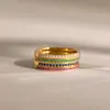 Anillos apilables Wanxing de acero inoxidable chapado en oro de 18 quilates de cuatro colores con circonitas microincrustadas para mujer, estilo clásico, múltiples tamaños, venta al por mayor transfronteriza