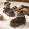Novas botas de neve de cano alto da moda para mulheres, outono e inverno, forradas com fleece, quentes, que aumentam a altura, antiderrapantes, calcanhar de cobertura total, sapatos de algodão, frete grátis