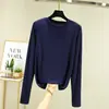 Camiseta Base de Modal Manga Larga para Mujer Corte Ajustado Ropa Interior Otoño Top Cuello Redondo Nuevo 2024 Primavera y Otoño Estilo Occidental