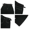 Shorts de mezclilla anchos con costuras de contraste estilo americano para hombre, nuevo estilo urbano primavera-verano, corte holgado con hebilla en la cintura, pantalones cortos casuales para mujer, modernos