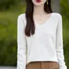 Atacado do Fabricante Suéter de Tricô Sem Costura Peça Única Decote V 2025 Novo Suéter Pulôver Manga Longa Camada Base Feminino