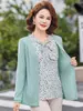 Camisa de Lunares de Manga Larga Falsa de Dos Piezas a la Moda para Mujer, Nuevo Estilo de Primavera, Elegante Top de Punto, Blusa de Mamá Moderna que Reduce la Edad