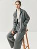 Elegante Cardigan de Caxemira com Zíper Conjunto de Malha Casual Emagrecedor Novo Outono/Inverno 2025 Casaco Grosso Calça Wide-Leg para Mulheres