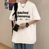 Camiseta de manga corta para hombre 2025 Nueva Algodón Verano Moda Marca Trendy Alfabeto Pesada Americana Ropa de Hombre Camiseta