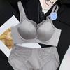 69118 Confortável Sem Marcas Cetim Push-up Espessura Média Sem Aro Roupa Íntima Feminina Fecho de Seios Sutiã Ajustável Conjunto