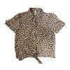 Stock Listo Foto Real 2025 Verano Nuevo Camisa de Gasa Top de Georgette Diseño de Camisa con Estampado de Leopardo Elegante Camisa Pequeña