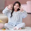 Nuevo Pijama de Algodón Nube con Dibujos Animados para Niña de Primavera y Otoño, Mangas Largas, Pantalones Largos, Cuello de Dibujos Animados, Ropa de Casa