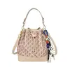 Bolso Cubo de Moda para Mujer Nuevo Estampado Geométrico Bolso Pequeño Color Contrastante Estilo Coreano Sencillo y Elegante Bolso de Hombro Cruzado con Cordón