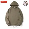 Blusões com Capuz Espessos Forrados com Fleece de Algodão Chinês 420g para Homens e Mulheres, Moletons de Cor Pura, Uniformes de Classe Soltos, Roupas de Trabalho Estampadas