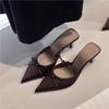 Sandalias de Mujer de Tacón Alto Elegantes con Lazo y Punta Fina, Estilo Nuevo Otoño 2026, Simples de Deslizamiento Poco Profundo
