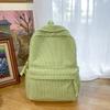Procesamiento y Personalización de Mochila de Pana Color Puro para Mujer Estilo Coreano Bolsa para Estudiante de Secundaria y Universidad Gran Capacidad Mochila Casual