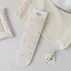Meias Finas Largas de Primavera e Verão Estilo Japonês Urso Cartoon Laço Meias de Algodão Estilo Menina Doce Meias de Cano Médio Estilo Acadêmico Meias Longas para Mulheres