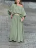 Conjunto de Verano 2026 Transfronterizo Europeo y Americano para Mujer, Nuevo, Hombros Descubiertos, Manga Larga, Color Sólido, Holgado, Casual, Pantalones de Pierna Ancha, Ropa para Mujer