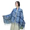 Lenço Azul Cavalo dos Sonhos Tingimento Tie-dye de Yunnan Estilo Étnico Lenço Multifuncional Quente Proteção Solar Capa Larga Fina