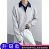 2026 Nuevo Sudadera con Capucha Gruesa Primavera/Otoño Color Vino Tinto Bloque de Color Cuello Polo Media Cremallera Top Sencillo