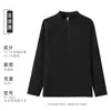 Camiseta Base Trendy de Influencer para Directo con Media Cremallera, Top Interior Casual de Cuello Semi Alto, Sudadera de Manga Larga con Estampado de Logo Personalizado