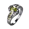 Anillo Ovalado de Zirconia Oro Negro 10K Anillo para Dedo Femenino Anillo Ovalado Moda Joyería Blanca Negra Antiguo Mujeres