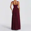 Moda para Mujer Estilo Nuevo Abertura Sexy Sin Tirantes Color Sólido Plisado Elegante Vestido Largo Boda Ropa Transfronteriza Europea y Americana