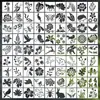 81 Piezas Más Vendido en Amazon 3*3 Pulgadas Plantas Florales, Césped, Animales, Insectos Stencils de Pintura para Pintura en Spray y Transferencia