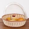 Cesta Tejida de Mimbre de Imitación de PP Redonda para Pan Cesta de Exhibición de Frutas y Verduras Shangchao con Tapa Transparente Cesta de Frutas y Verduras de Autoservicio Lavable