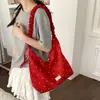 Bolso de Lona con Estampado Floral de Lunares Estilo Coreano para Niñas 2026 Nuevo de Gran Capacidad Versátil Bolso de Hombro Bolso para el Trayecto Diario Escolar de Estudiantes