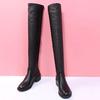 Botas altas de talla grande 2024, botas elásticas por encima de la rodilla para mujer, botas largas de invierno con forro polar para mujer, botas Martin de punta redonda y tacón grueso, de moda