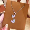 2026 Nuevo Collar de Doble Mariposa de Esmalte de Moda de Lujo para Mujer, Cadena para Clavícula de Diseño Versátil Dulce Exquisito de Nicho