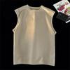 Chaleco de Gamuza Pesado de Color Sólido para Hombre, Moda de Marca Nueva, Estilo Americano Retro Holgado Talla Extra Comprador Guapo Chaleco Camiseta sin Mangas
