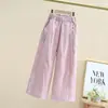Calça de Verão Larga para Meninas Fina Novo Estilo 2025 para Crianças Maiores, Calça Lisa de Pierna Reta Solta Anti-Mosquito de Verão