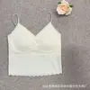 Top de tirantes sin costuras de encaje francés, espalda hermosa con tiras, tela de seda helada ultradelgada, copas fijas, strapless, push-up, espalda hermosa con tiras, lencería para mujer