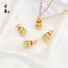 Cobre bañado en oro estilo antiguo esmalte torre de los deseos torre de Buda colgante pulsera collar torre de Bodhi accesorio colgante decoración DIY