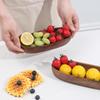 Plato de madera de acacia creativo, plato de madera para barco, plato de frutos secos para el hogar, plato para aperitivos, plato para dulces, tamaño grande y pequeño, opcional