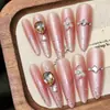 Uñas Vestibles Hechas a Mano Florales de Verano con Lentejuelas Estilo Francés Dama Noble Rosa Nude Lu Li Manicura Uñas Vestibles Venta al por Mayor