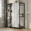 Guarda-roupa para uso doméstico no quarto, guarda-roupa simples para moradia alugada, armário de armazenamento durável, guarda-roupa de metal montado econômico