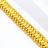 Joias Dourado Areia Cor Dourada 24K Que Preserva a Cor Europeu e Americano Mais Vendido Pulseira de Ouro de Imitação Corrente de Relógio Dominadora de Chefe Pulseira Banhada a Ouro