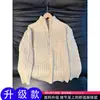 Suéter masculino de tricô trançado estilo americano com zíper parcial, para o inverno, de alta qualidade, corte relaxado, tricô grosso, gola alta, peça de outer wear estilo "old money"