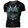 Camiseta de Samurai Japonés para Hombre Estilo Japonés Estampada de Manga Corta Top Casual Retro Camiseta Oversize Retro Ropa para Hombre