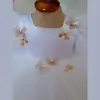 Vestido de Princesa para Niñas con Mangas Abullonadas Blancas y Falda de Malla Verano 2025 Nuevo Lazo Vestido de Princesa para Niños Vestido para Bebé de Un Año