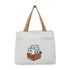 Bolsa Tote Pequena Estilo Novo 2025 para Trabalhadores de Escritório ao Sair, Zíper, Bolsa Tote Fashionável para Marmita de Celebridade da Internet, Lona Roupas de Trabalho Femininas