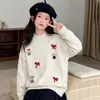Suéter para niña para otoño e invierno 2026, nuevo top de punto estilo coreano, corte holgado, cuello redondo, prenda base de manga larga para niños