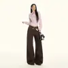 Jeans Laranja Infantil # Lã Vintage Forrada, Perna Larga para Mulheres, Caimento Solto, Emagrecedor, Cobre o Quadril, Casual Versátil, Comprimento Total