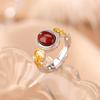 Anillo de plata de ley Yilu S925 bañado en plata de ley con diseño retro de huevo auspicioso morado sangre, estilo étnico y temperamento nacional.