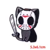 Pegatina de Tela Bordada de Gato de Dibujos Animados Parche DIY para Chaqueta de Plumas Decoración Parche Personalizado para Abrigo Roto con Cuchillo Insignia de Animal Pegatina