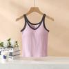 Camisola para Mujer 2025 Nueva Primavera y Verano Ajustada con Sujetador Interno Acolchado Todo en Uno Ropa Exterior Sin Mangas para Fondo Blanco